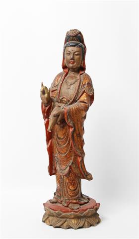 Figur des Jûichi-Men Kannon aus Holz. JAPAN, 19. Jh.