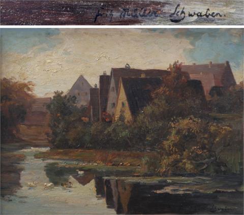 MÜLLER-SCHWABEN, FRITZ (1879-1957): Dorf am Weiher.