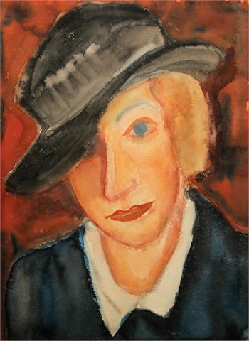 GOTHEIN, W. (1890-1968): Dame mit Hut, um 1925.