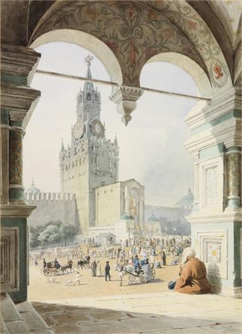 GÄRTNER, EDUARD (1801-1877): Vedute des Moskauer Kreml mit Blick auf den Spasskaya-Turm, 1837.
