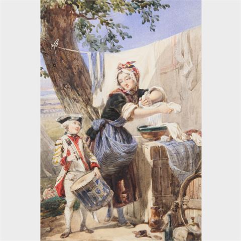 DAVID, JEAN-LOUIS (1792-1868): Der kleine Tambour und die Wäscherin.