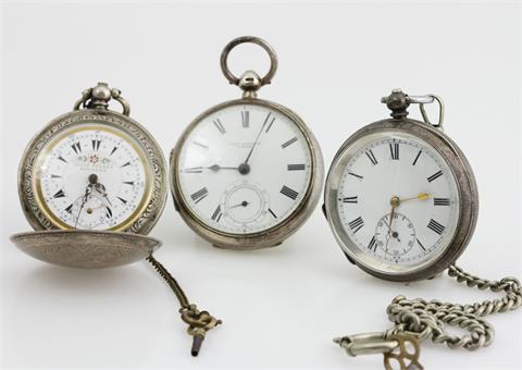 Konvolut: Eine Taschenuhr, ENGLAND 19.Jh., Lepine, sign. "John Forrest London", Silber, Schlüsselaufzug.