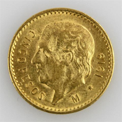 Mexiko / Gold - 5 Peso 1919 M, Miguel Hidalgo & Costilla,