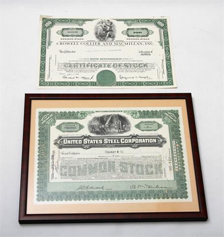 Aktien / USA - Konvolut: United States Steel Corporation, Pittsburgh 1948, "Certificate for less than two shares", Common Stock