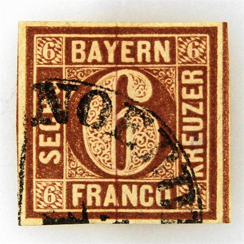 Bayern - 1849, 6 Kreuzer braun, Platte 1,