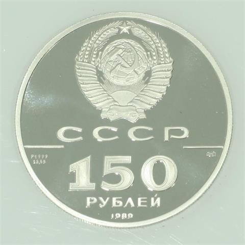 Russland / Platin - 150 Rubel 1989, Leningrad, Kampf gegen die Tartaren am Fluss Ugra 1480,