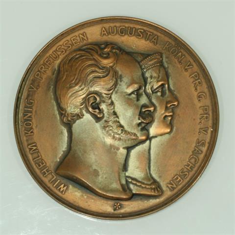 Preußen / Medaille - O.J. (graviert wohl 1921), zur Erinnerung an die Silberhochzeit von Wilhelm und Augusta von Preußen,