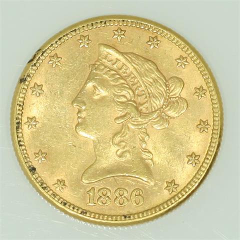 USA/GOLD - 10 Dollars 1886 Liberty Head,
