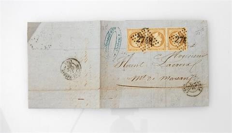 Frankreich - Faltbrief 1865. mit Stahlstich-Rechnung,