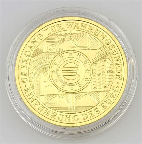BRD/GOLD - 100 Euro Währungsunion 2002 F, 1/2 Unze Feingold,