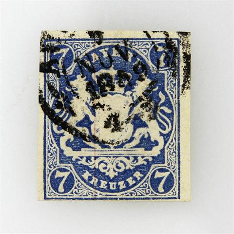 Bayern - 1868, 7 Kreuzer preußischblau,