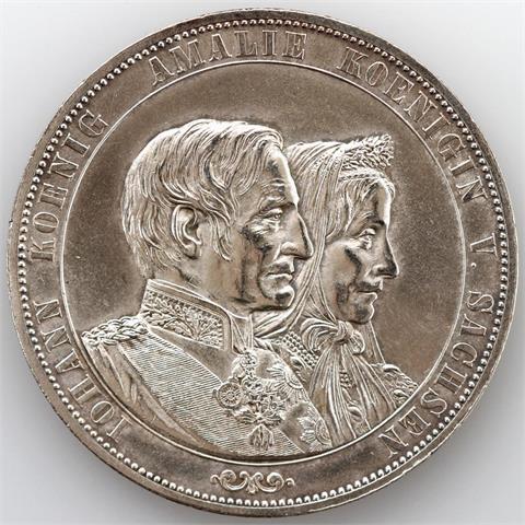 Sachsen - Doppeltaler 1872 B, Johann und Amalie von Sachsen,