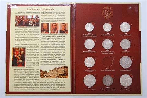 Kaiserreich / Silber - Schöne Sammlung von 2 x 3 Mark, 6 x 3 Mark und 2 x 5 Mark aus verschiedenen Teilstaaten von 1874 bis