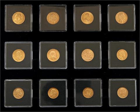 Kaiserreich / Gold - 7 x 20 Mark + 5 x 10 Mark, 1872-1914, Preussen, Bayern, Württemberg, Hamburg, und Baden,