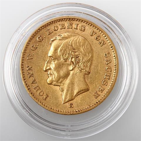 Sachsen / Gold - 20 Mark 1872 E, Johann, 1854-1873,