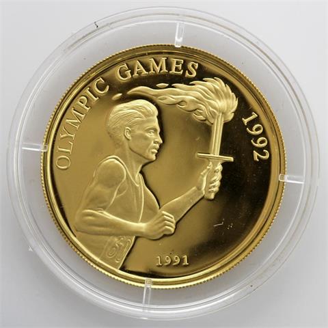Samoa / Gold - 100 Dollars 1991, Olympische Spiele 1992 Barcelona,