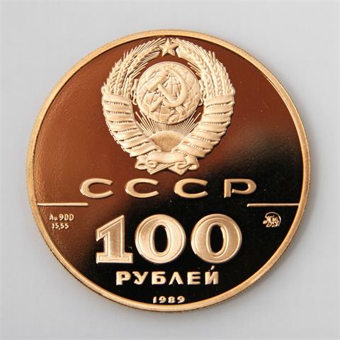Russland / Gold - 100 Rubel 1989, Moskau, Siegel Iwans III.,