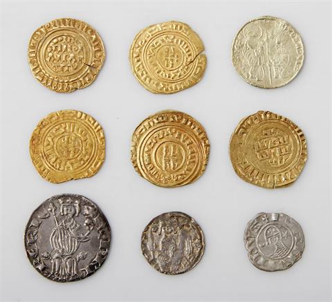 Kreuzfahrer - Konvolut aus 9 Münzen: 5 x Königereich Jerusalem, Besant, um 1150 + Kölner Pfennig, um 1189 + Antiochia, Denar,