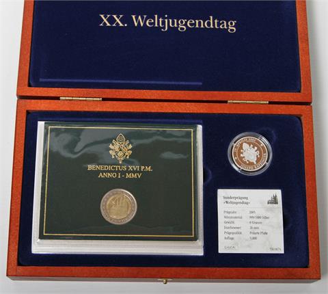 Vatikan / Weltjugendtag 2005 - 2 Euro 2005 R, Weltjugendtag in Köln 2005, st, Schön 18, originalverpackt in amtlicher