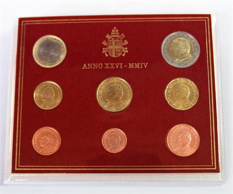 Vatikan - Kursmünzensatz 2004 1 und 2 Euro, 50, 20, 10, 5, 2 und 1 Cent,