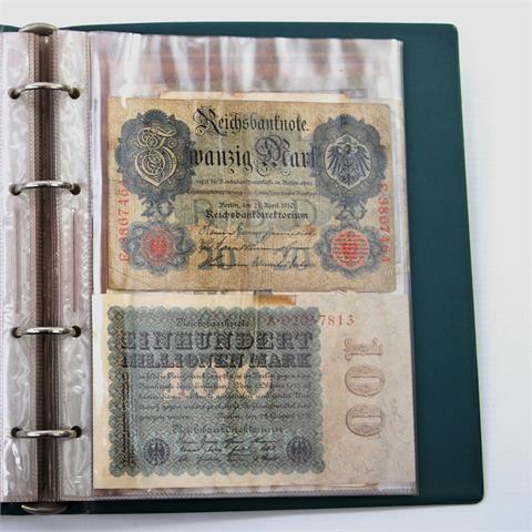 Banknoten - Konvolut Notgeldscheine im Album, u.a. 'Zehn Milliarden Mark der Stadtgemeinde Heilbronn' und weiteres,