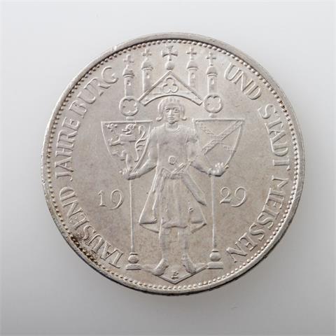 Weimarer Republik - 3 Reichsmark 1929 E, 1000 Jahre Burg und Stadt Meißen,