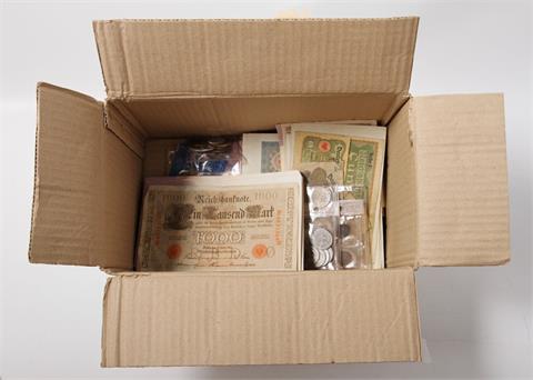 Fundgrube - Kleiner Karton mit Münzen, teilweise Deutsches Reich,