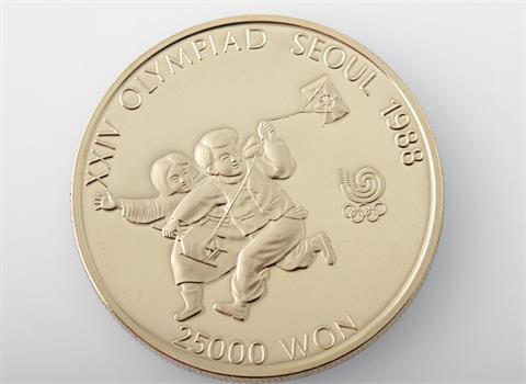 Südkorea / Gold - 25.000 Won 1987, Olympiade Seoul 1988 - Drachensteigen,
