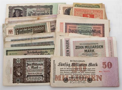 Banknoten - Konvolut Dt. Reich, über 70 Scheine,