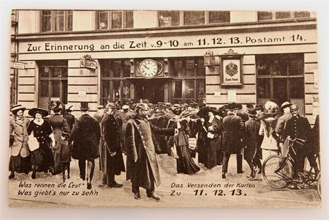 Postkarte Kaiserreich - '11.12.13', 'Zur Erinnerung an die Zeit v. 9-10 am 11.12.13. Postamt 14',
