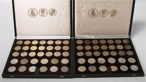 DDR - Umfangreiche Gedenkmünzensammlung in 2 Schatullen, insgesamt 117 Stück,