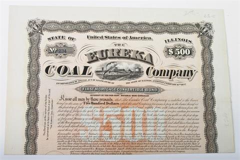 Eureka Coal Company - Anleihe zu 500 Dollar, Nr. 234, 1.7.1857,