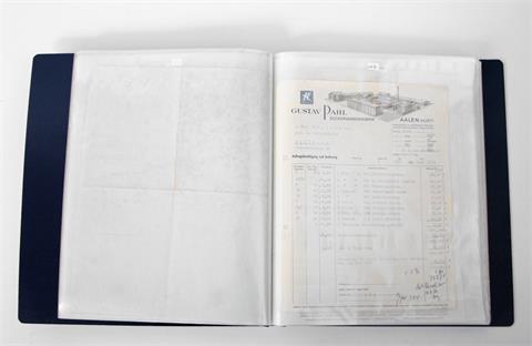 Württemberg / Firmenrechnungen - Album mit ca. 39 Firmenrechnungen und weiterem zwischen 1877 und 1956, zum größten Teil