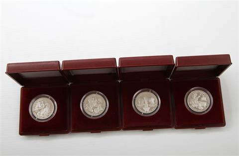 Russland / Platin - 4 Münzen: 150 Rubel (l), Chronist Grossherzog Igors + 150 Rubel 1989 (l), Schlacht an der Ugra + 150 Rubel