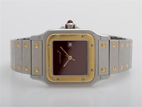 CARTIER Armbanduhr "Santos", 1980/90er Jahre. Edelstahl/GG 18K.