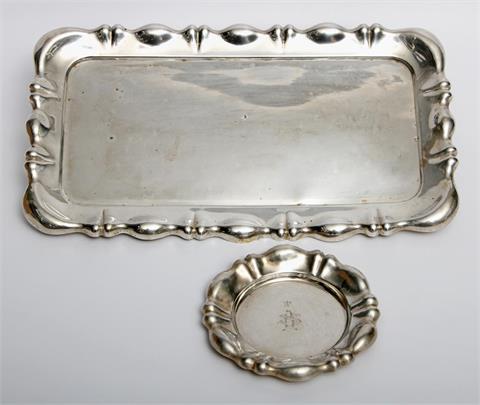 UNGARN Platte und kleiner Teller, 800 Silber, 1937-1965.