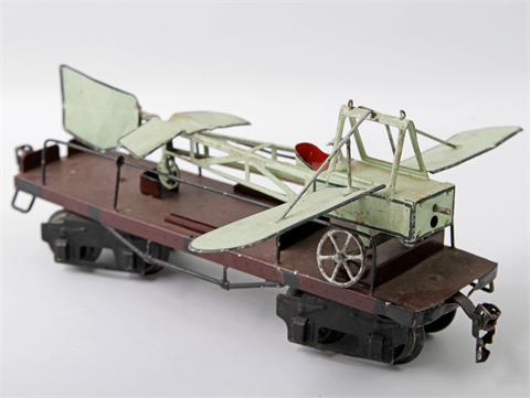 MÄRKLIN Plattformwagen mit Flugzeug, 1920er/30er Jahre,