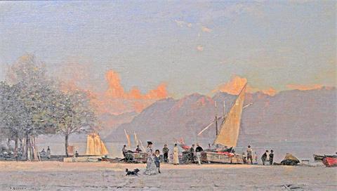 BOCION, FRANCOIS (1828 - 1890): Uferpartie am Genfer See.