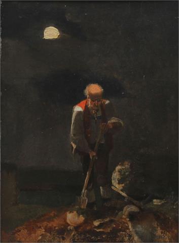 VOLTZ,  CARL FRIEDRICH (Attrib.) ( Augsburg 1826 - ?): Totengräber bei Nacht.