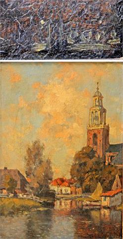 LEURS, JOH. KAREL (1865-1938): Ansicht einer holländischen Stadt am Fluß.
