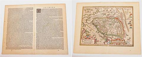 ORTELIUS, ABRAHAM: "Chinae olim Sinarum regionis, nova descriptio auctore Ludovica Georgio", kolorierte Landkarte Chinas um