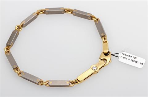 MEISTER Armband, Titan/GG 18K, bes. mit einem Diam.-Brillant ca. 0,16ct.