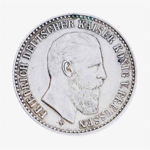Preußen / Silbermedaille - 1888, Auf den Tod Friedrich III., in der Art eines 2-Mark-Stückes,
