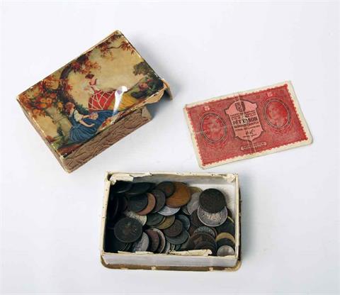 Alle Welt - Kleine Schatulle mit diversen u.a. Kleinmünzen