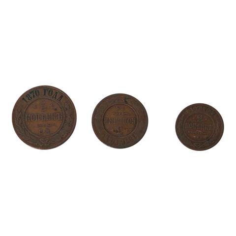 Russland - 3 Kupferprägungen, u.a. 1 x 5 Kopeken 1870
