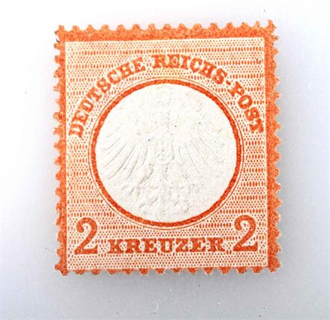 Brfm. Dt. Reich - 1872, BRUSTSCHILD, 2 Kreuzer kleiner Schild, Originalgummi, gefalzt, BEFUND Krug BPP,