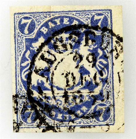 Bayern - 1868, 7 Kreuzer königsblau,