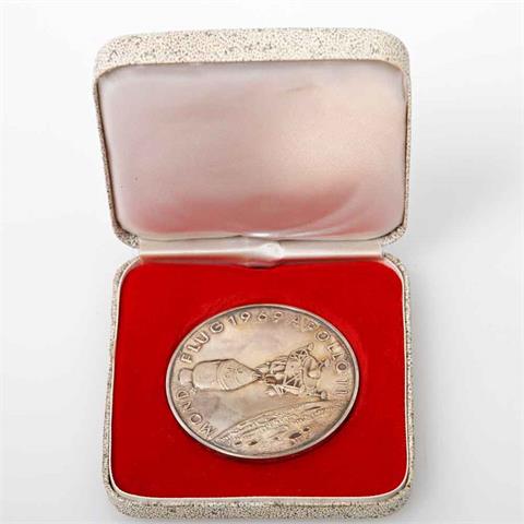Medaille - Feinsilber-Gedenkmedaille Mondflug 1969 Apollo 11,
