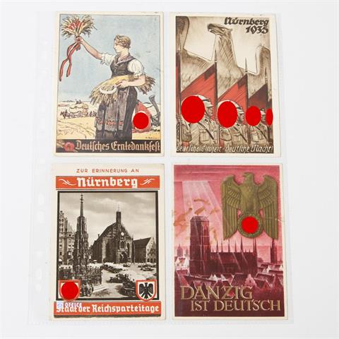 III. Reich - 4 seltene Propagandakarten: Deutsches (Reichs-)Erntedankfest 1936,