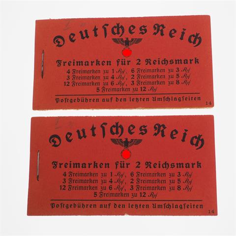 Briefmarken - 2 x Deutsches Reich MH 39 mit O Nr. 14. Beide Postfrisch. Erhaltung etwas unterschiedlich.